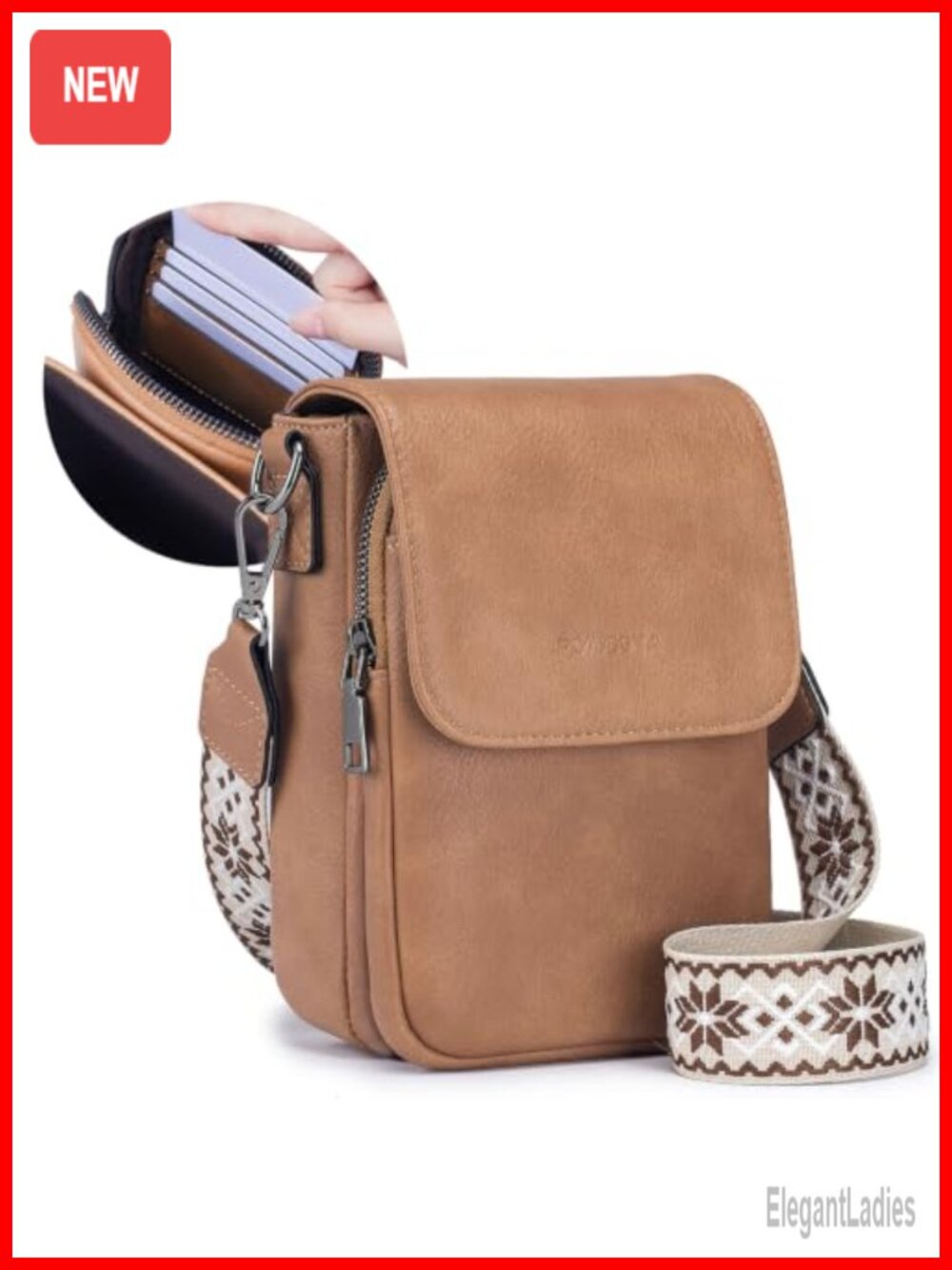 Vegan Leather Crossbody Purse Small Phone Pouch Guitar Strap